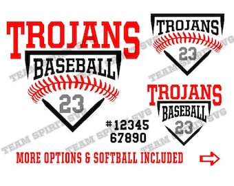 Baseball SVG Trojans svg Baseball Base Download Files dxf eps png Baseball Team Trojan Softball Digital Vinyl Cut File for Cricut Silhouette