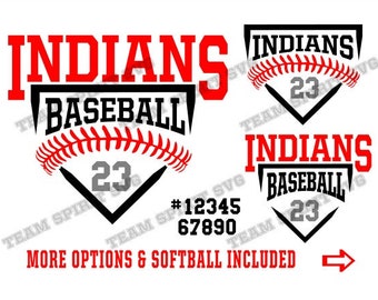 Indians Baseball SVG Indians Baseball Base Softball Download Files dxf eps png Indian Baseball Digital Vinyl Cut File for Cricut, Silhouette