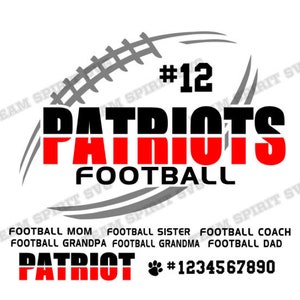 Patriot Football SVG Football Design Download Files DXF, EPS, Silhouette Studio, Football Vinyl Digital Cut Files for Cricut and Silhouette