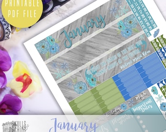 50% OFF ERIN CONDREN January Monthly View Kit – Printable Planner Stickers