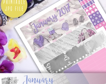 50% OFF! ERIN CONDREN January Monthly View Kit – Printable Planner Stickers