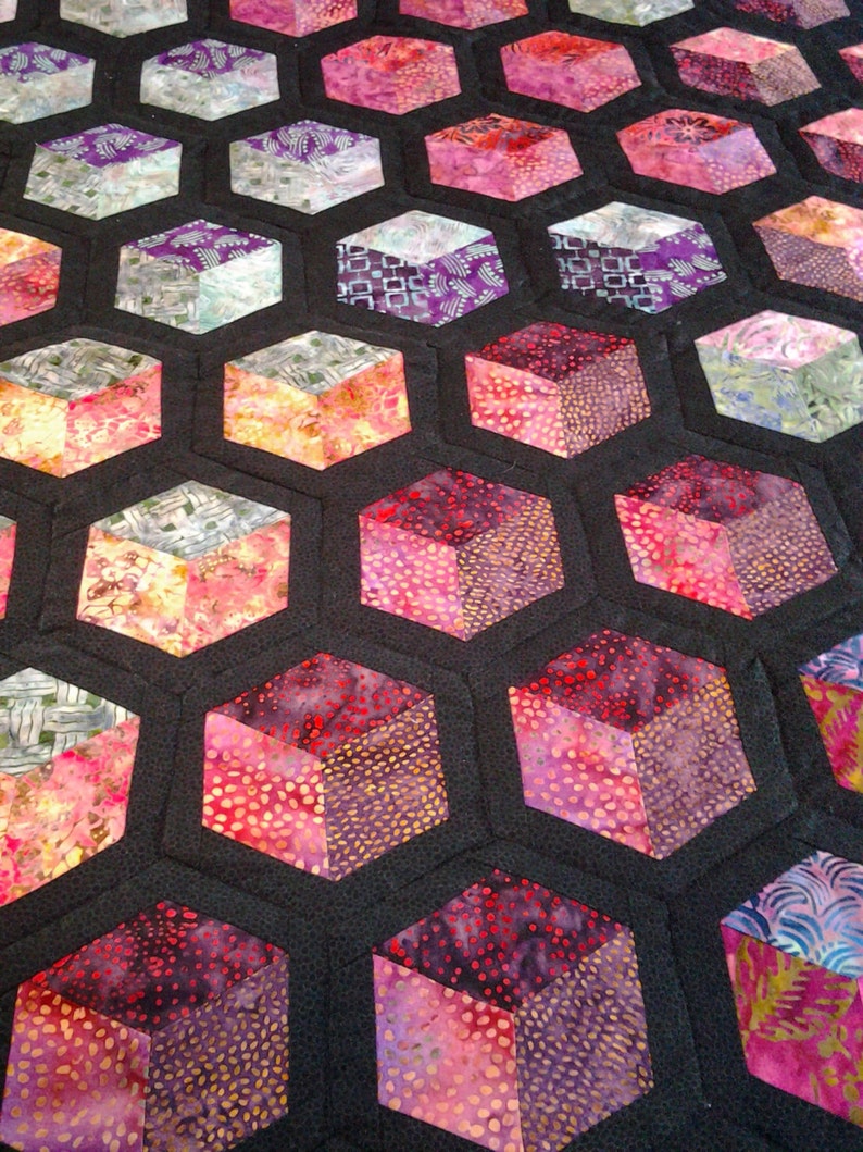 Custom Quilt Made to Order Tumbling Block Batik Quilt Etsy