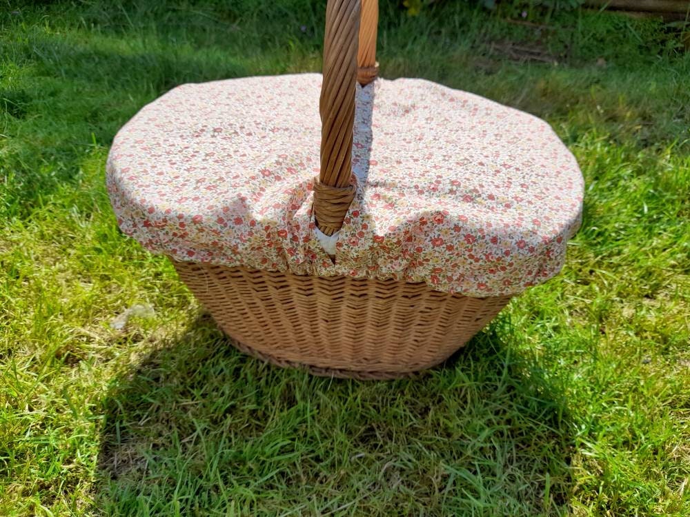 Retro flowers Wicker Shopping basket cover Etsy