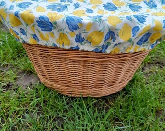 Yellow and blue flowers bike basket cover