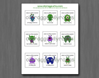 Digital Download, Monster Essential Oil Labels, Roller Bottle Labels for Kids, Oils Make and Take, Kids Oil Labels, Print and Cut