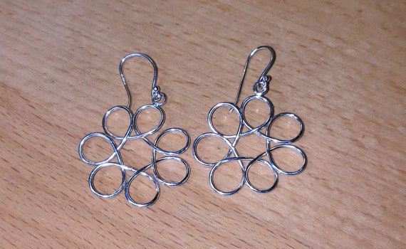 925 Sterling Silver Interlocking Dangle  Earrings… - image 1