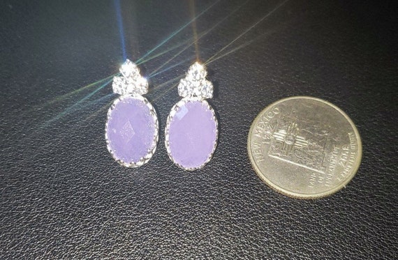 925 Sterling Silver Lavender Jadeite Post Earring… - image 8