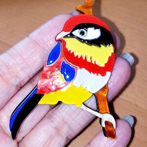 Ara macaws Colorful Bird Lucite Pin / Brooch!
