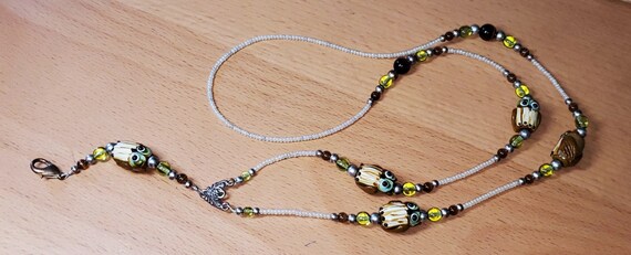 Artisan Handmade  Owl Beaded Lavalier Necklace (2… - image 1