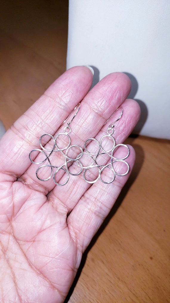 925 Sterling Silver Interlocking Dangle  Earrings… - image 6