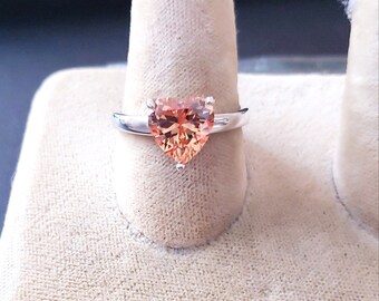 925 Sterling 1.25 ctw Orange Amethyst Ring in Herzform (Größe 8.5)!