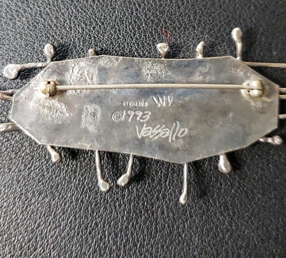 Vintage 925 Sterling WV Vassallo Brutalist Pin / … - image 6