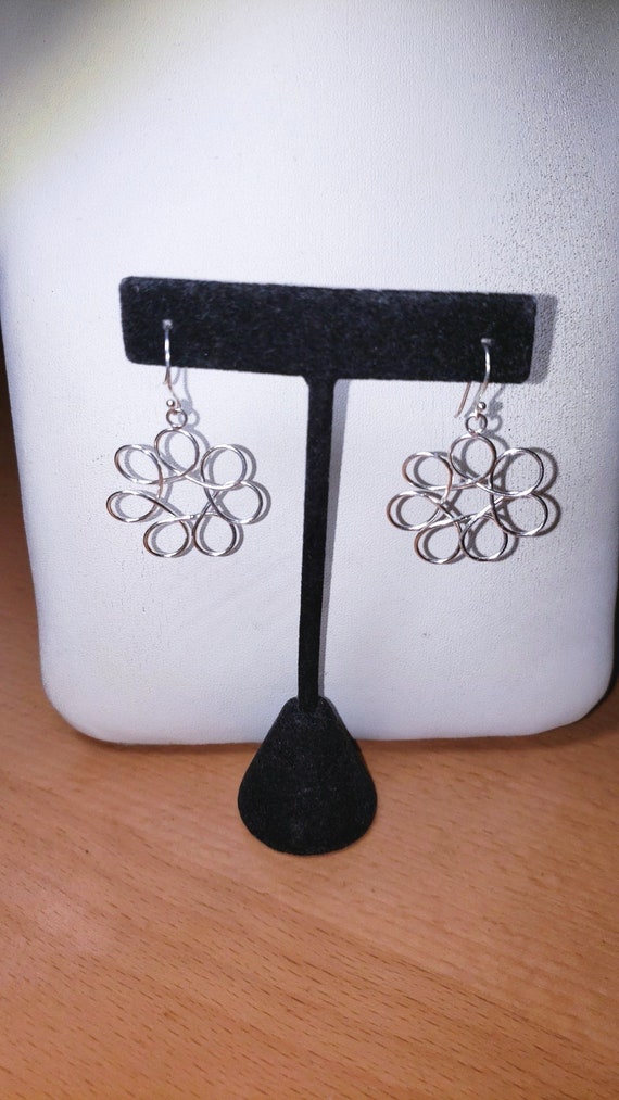 925 Sterling Silver Interlocking Dangle  Earrings… - image 5