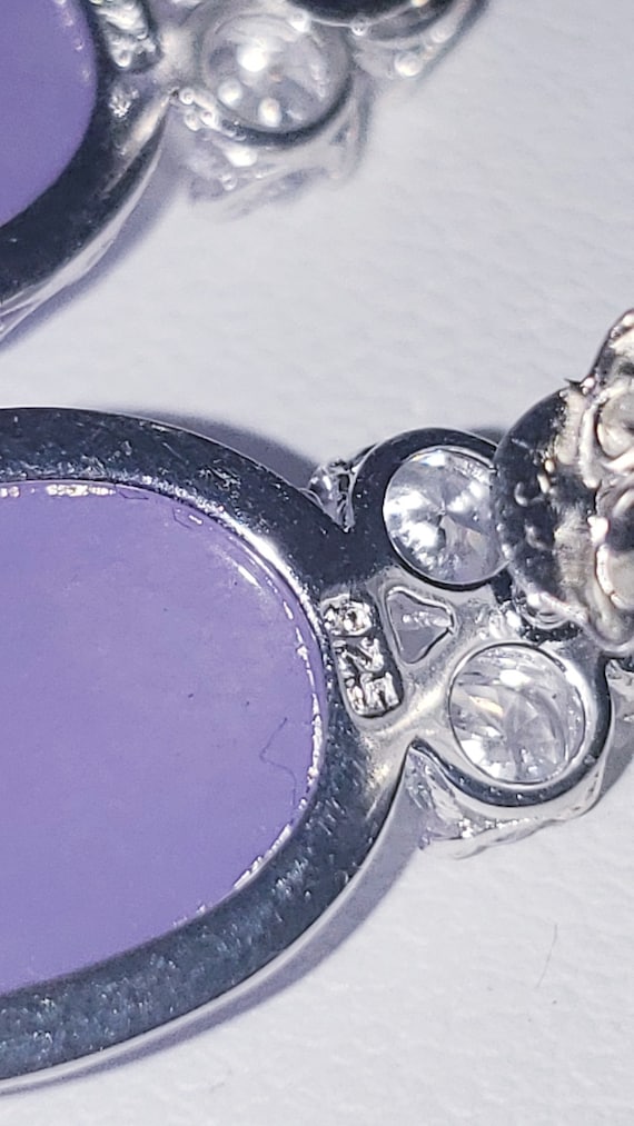 925 Sterling Silver Lavender Jadeite Post Earring… - image 7