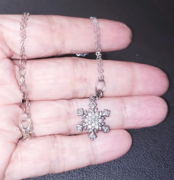 Pendentif/collier flocon de neige diamants en argent sterling 925