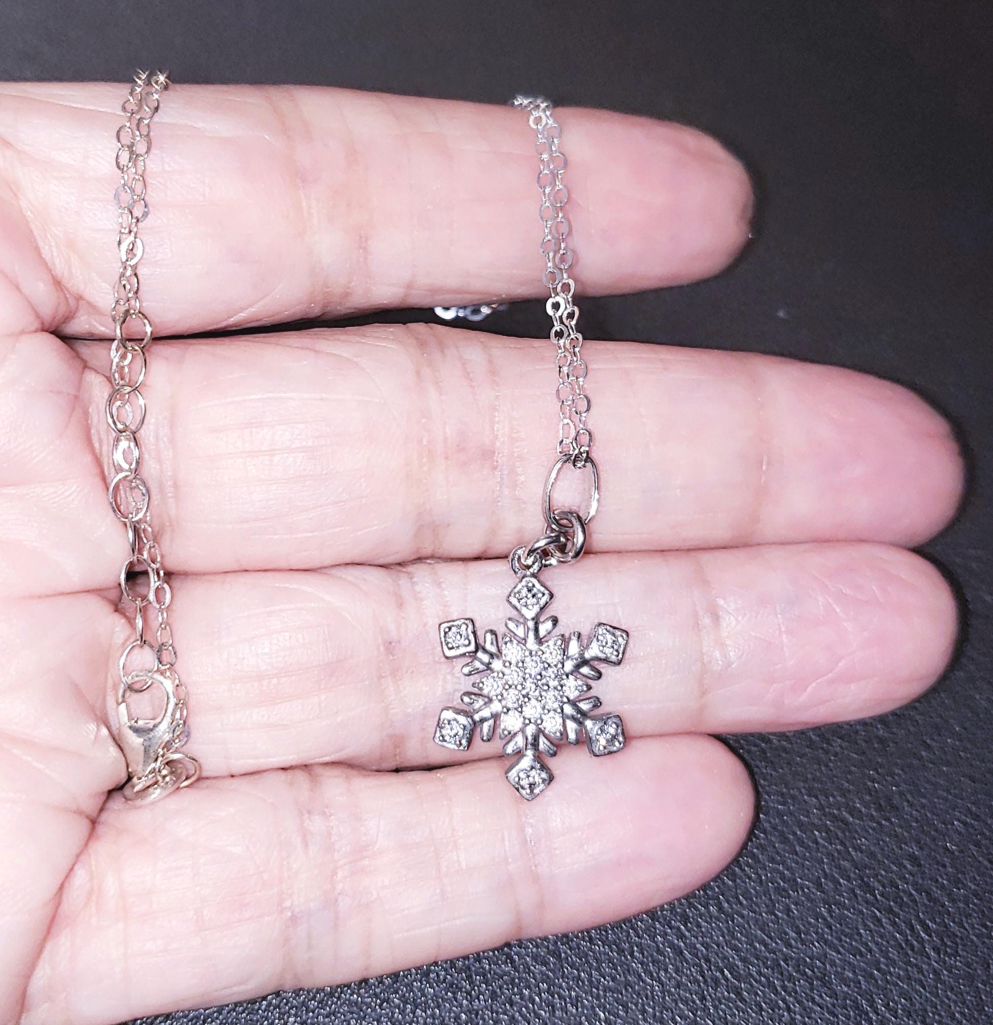 Pendentif/collier flocon de neige diamants en argent sterling 925