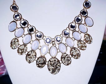 NY & Company Gold-Tone Crystal Bib Statement Necklace!