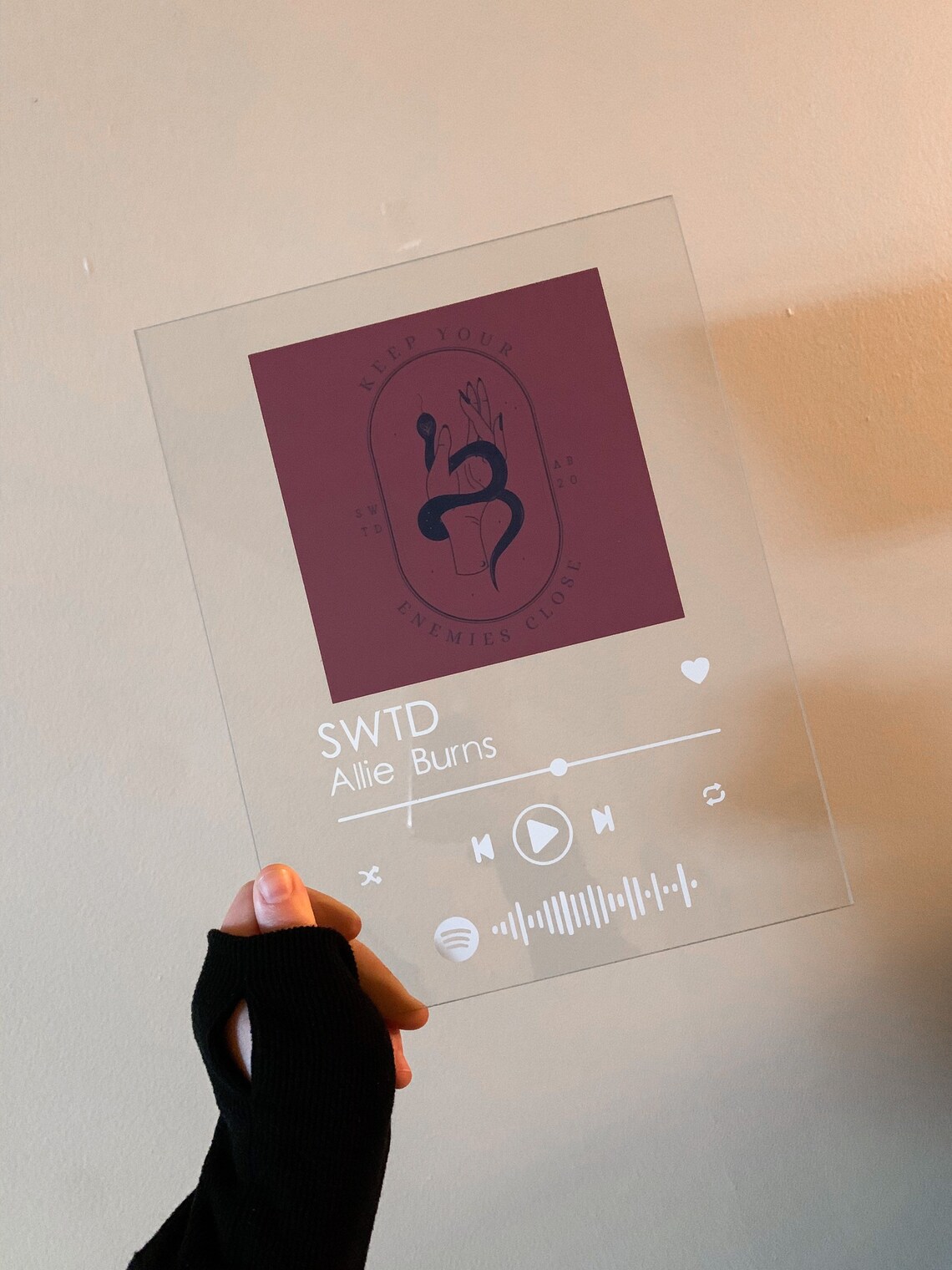 Spotify Song Glass Frame Spotify Song Glass Plaque Etsy Hong Kong