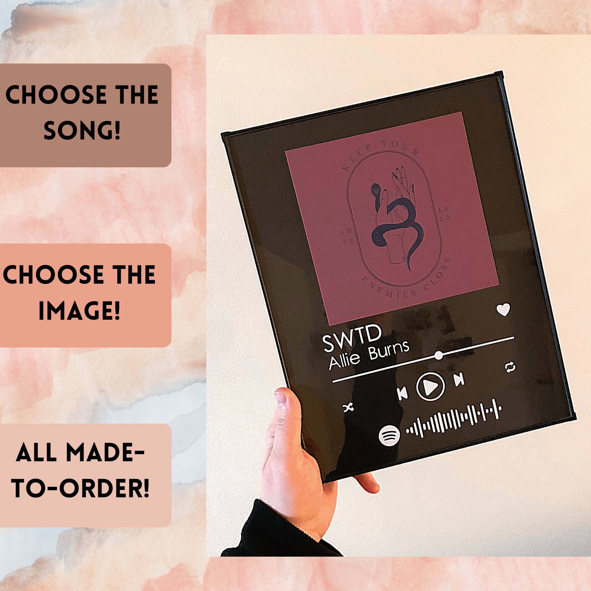 Spotify Song Glass Frame Spotify Song Glass Plaque Etsy Hong Kong