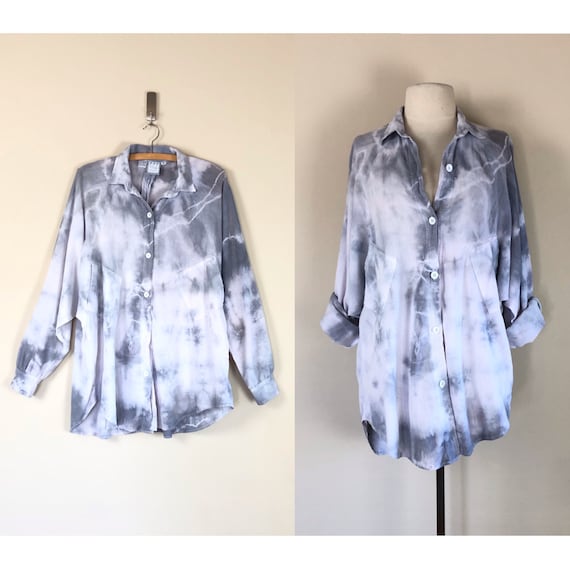vintage 90s oversized slouchy tie dye blouse | co… - image 1