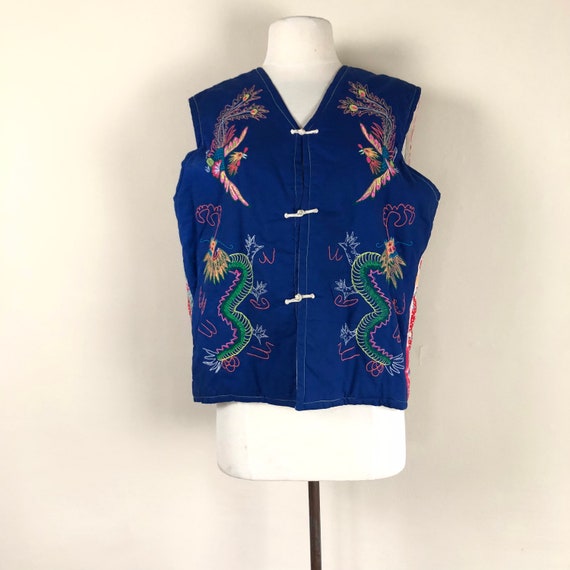 patchwork chinese quilted vest | cotton embroider… - image 5