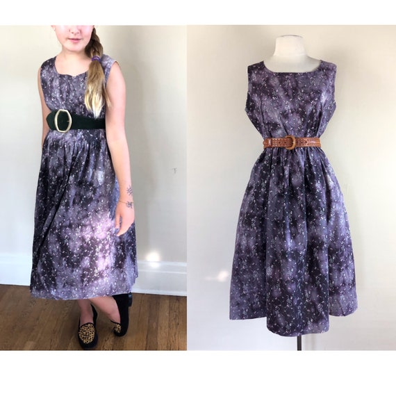 Vintage 40s 50s  tie dye calico floral print dres… - image 1