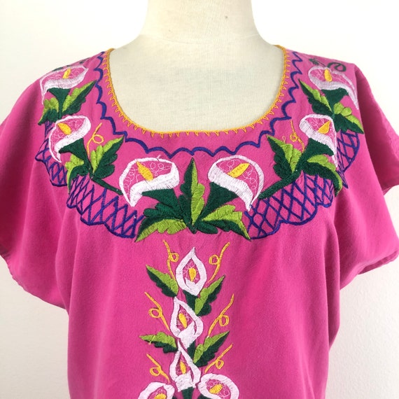 vintage embroidered Mexican dress | floral cotton… - image 8