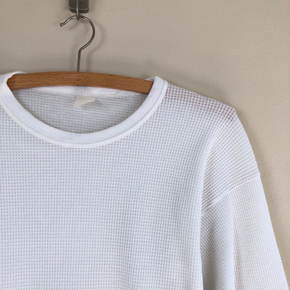 vintage 90s waffle thermal knit cotton top | dist… - image 4