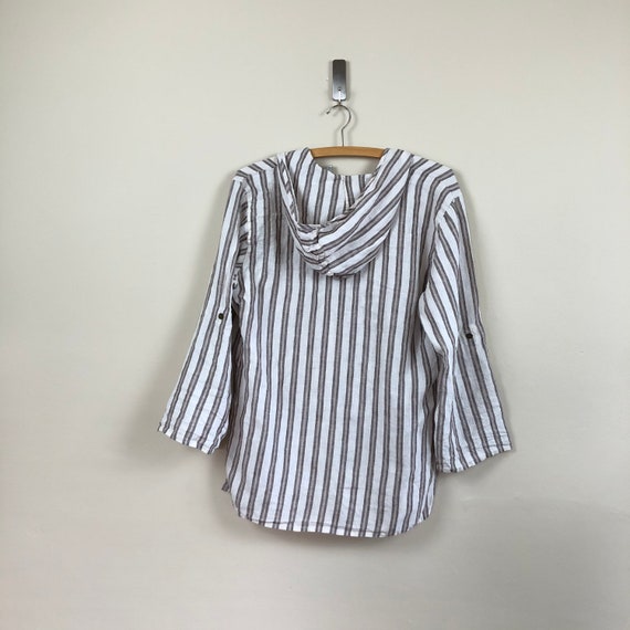 vintage linen striped hooded tunic | 90s hoodie t… - image 6