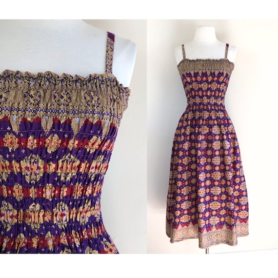 vintage 70s ethnic tribal midi dress | pixel cros… - image 1