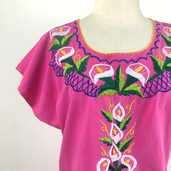 vintage embroidered Mexican dress | floral cotton… - image 3