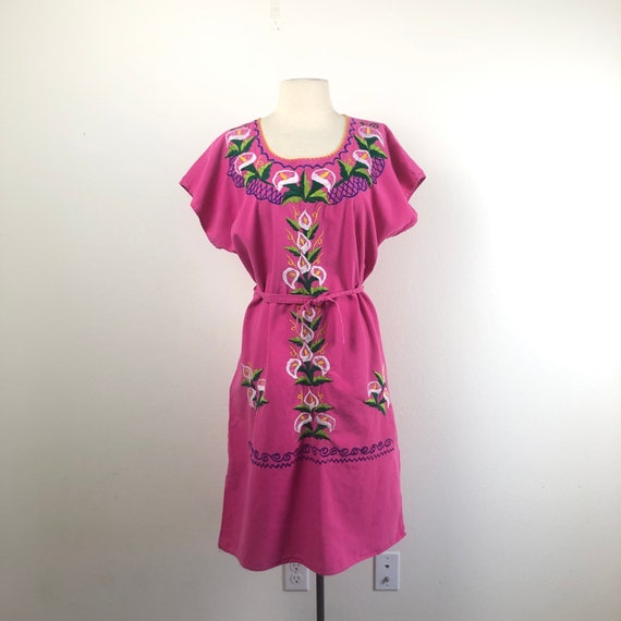 vintage embroidered Mexican dress | floral cotton… - image 7