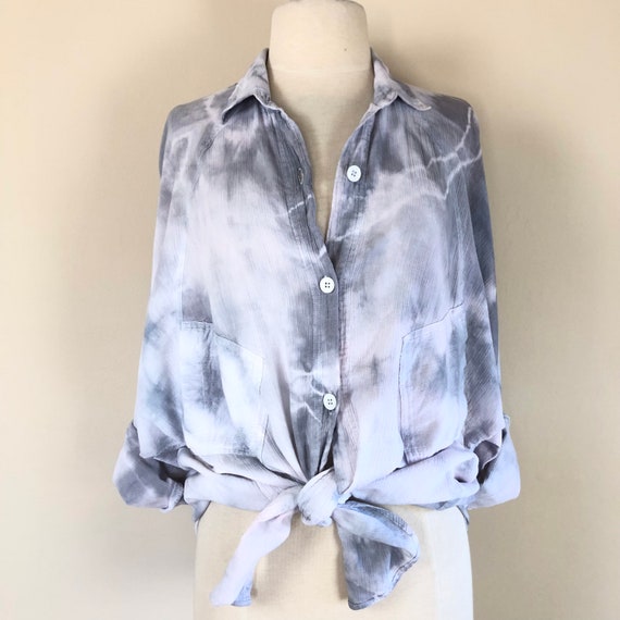 vintage 90s oversized slouchy tie dye blouse | co… - image 2