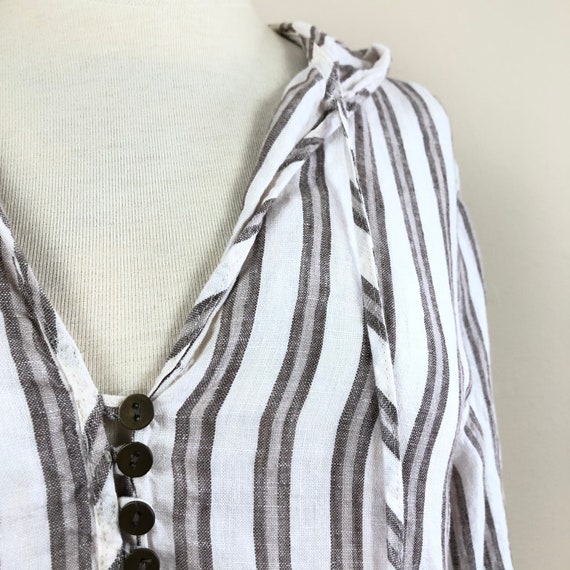 vintage linen striped hooded tunic | 90s hoodie t… - image 2