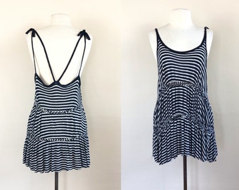 vintage 90s free people striped tank | nautical stripe 1990s | grunge y2k tunic
