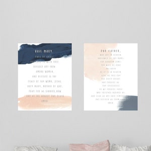 Hail Mary & Our Father Set, Catholic PRINTABLE Decor, Catholic Art,
