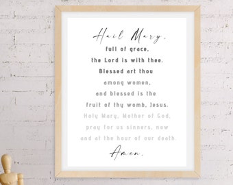 Hail Mary Print - Catholic PRINTABLE art - Hail Mary Full of Grace