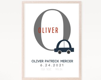 Personalized Baby Name Print - Custom Baby Boy Stats - Personalized Baby gift - Custom initial print