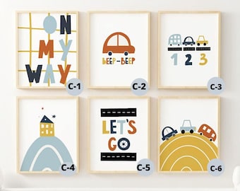 Build Your Own Bundle, Printable, Colorful Playroom, Boys Nursery Print, Nursery Decor, Cars and Trucks Kids Room Wall Art