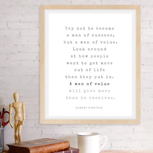 Albert Einstein Quote Printable, Be Of Value, Motivational Office Decor, Classroom Posters