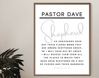 Personalized Pastor Gift, Pastor Appreciation, Custom Pastor Print, Ezekiel 34:12, Printable