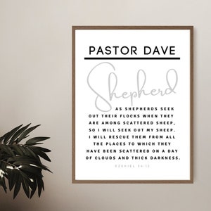 Regalo de pastor personalizado, Apreciación del pastor, Impresión de pastor personalizada, Ezequiel 34:12, Imprimible