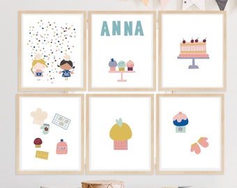 Little Girls Cupcake Wall Art -BOHO cupcake collection for little Girls Bedroom or nursery
