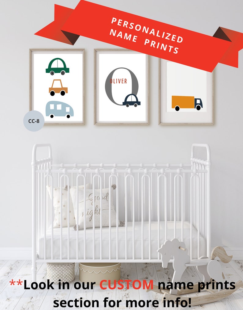 Car Nursery Prints Colorful Playroom Boys Nursery Print Etsy