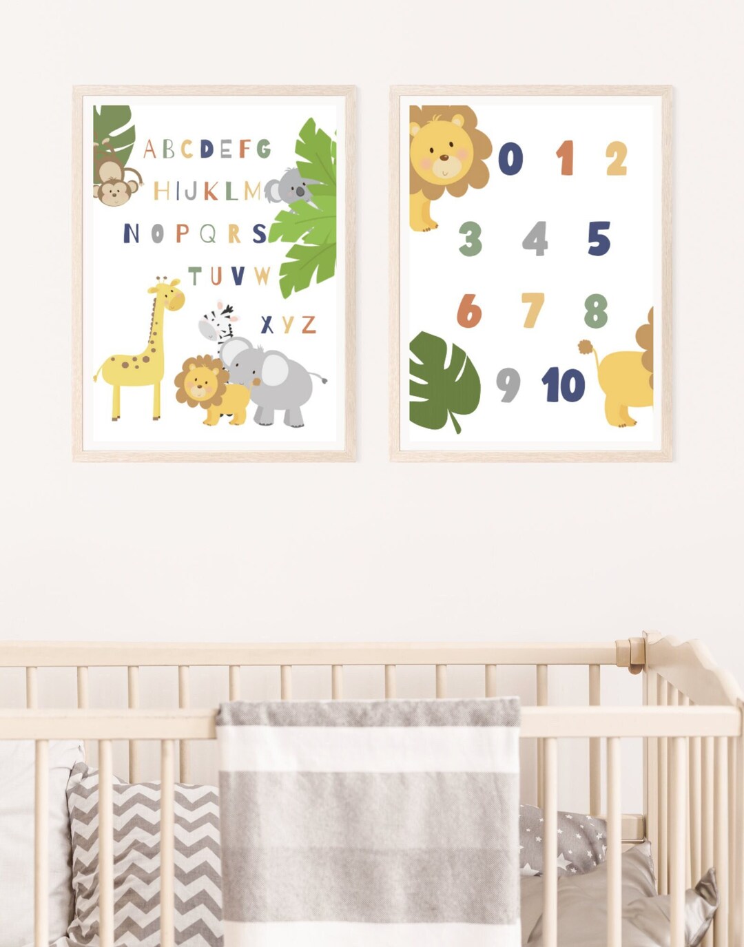Safari Nursery Art, Jungle Nursery Wall Art Set, Animal Alphabet ...
