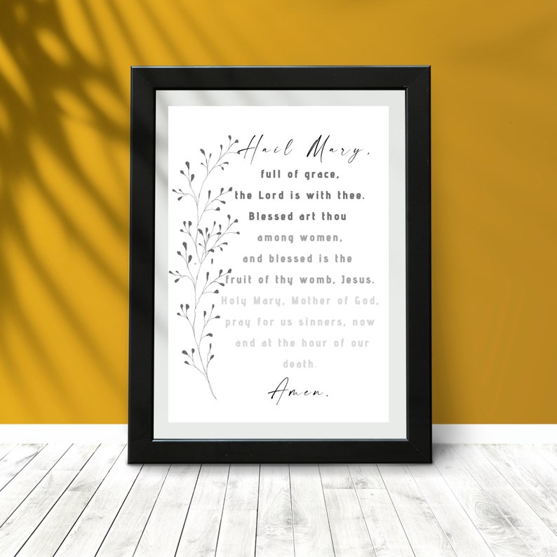 Hail Mary Print - Hail Mary Prayer Print - Catholic PRINTABLE Wall Art ...