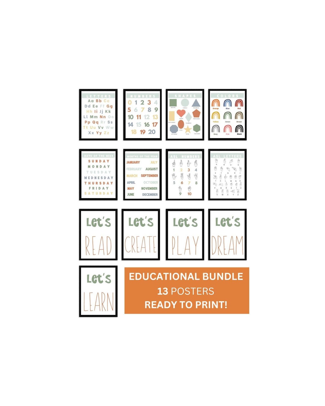 Educational Print Bundle - BOHO Homeschool Wall Art - Montessori ...