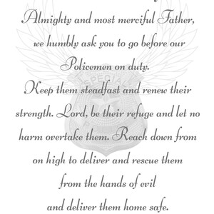 Policeman's Prayer Print, Policeman's Sign, Policeman's Poem, Policeman ...