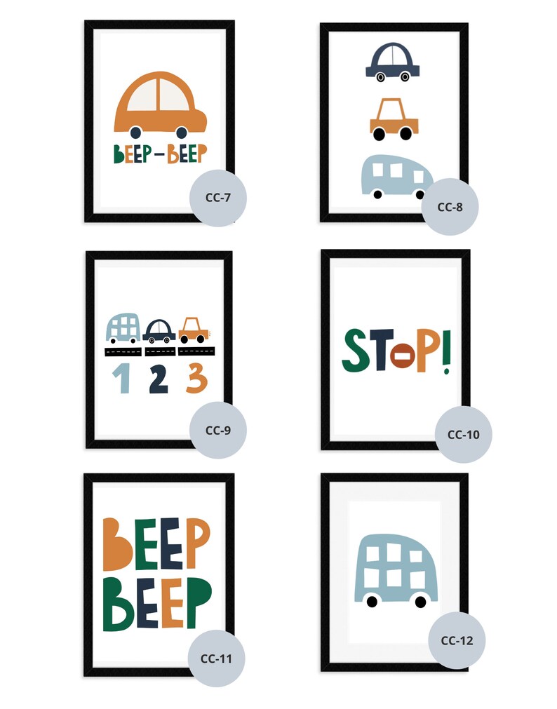 Car Nursery Prints Colorful Playroom Boys Nursery Print Etsy