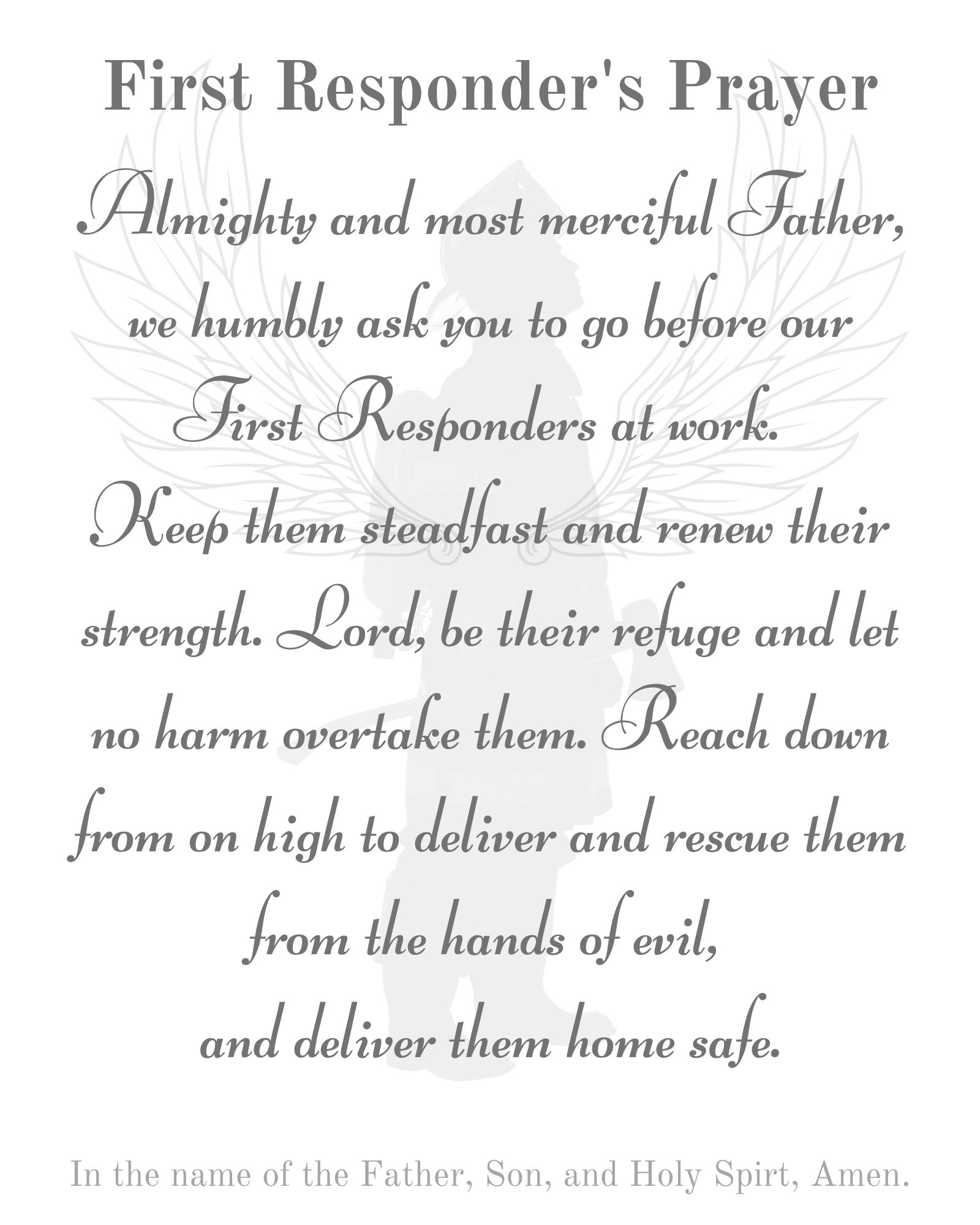 First Responder s Prayer Print First Responder Sign Etsy 